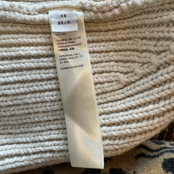 Acne Studios Large Face Logo Beanie - Cream Color - Picture 3 of 3